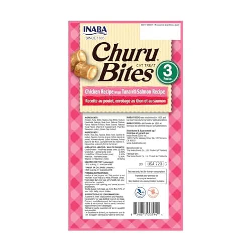 INABA Churu Bites Soft & Chewy Cat Treats, Tuna Salmon Flavor, 18 Tubes (6.3 oz / 179 g) | Grain-Free, Low-Calorie, Pill-Friendly thumbnail 8