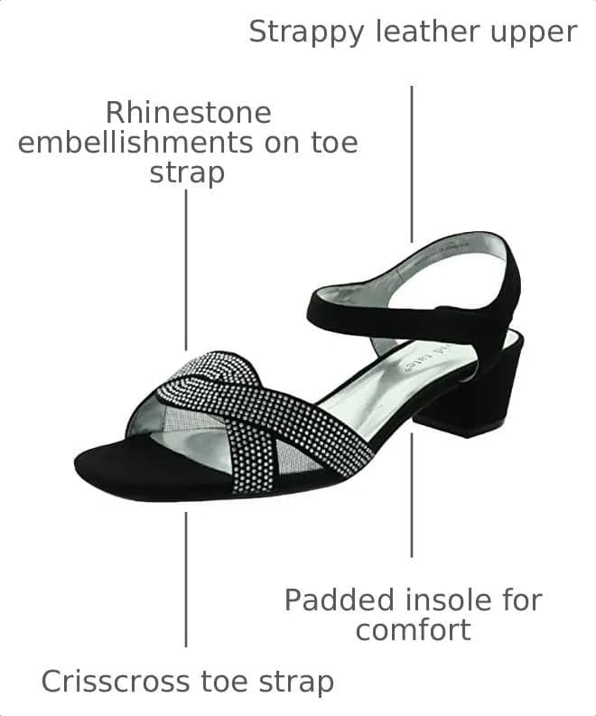 David Tate Rain Black 6 M | Satin Open Toe Sandal with Rhinestone Accents thumbnail 3
