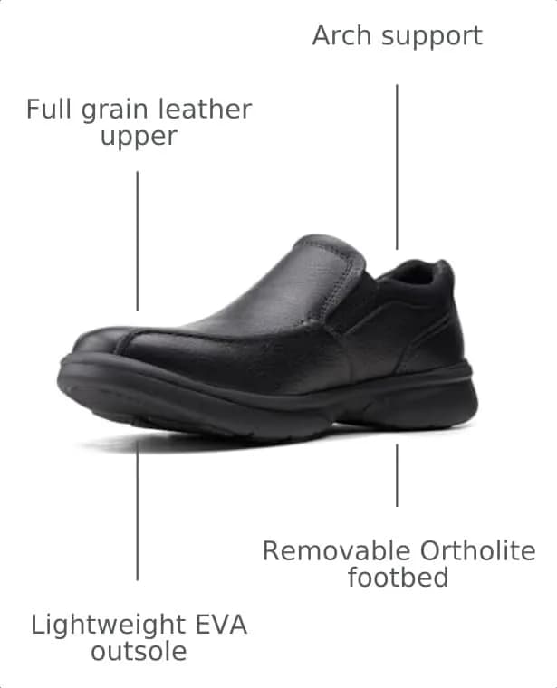 Clarks Bradley Step Loafer Black Tumbled 14 M | Slip-On Comfort with Arch Support thumbnail 4