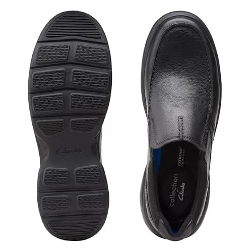 Clarks Men's Bradley Free Loafer, Black Tumbled Leather, 9 | Ultimate Comfort Slip-On with Ortholite thumbnail 8
