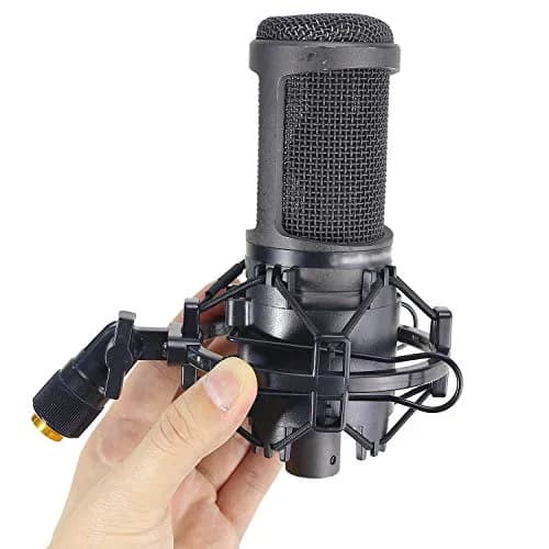 YOUSHARES AT2020 Shock Mount with Pop Filter & Foam Windscreen | Reduces Vibration Noise for Audio Technica AT2020 AT2035 ATR2500 Condenser Mic (Black/Gold) thumbnail 6