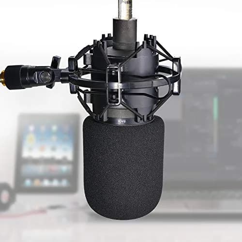 YOUSHARES AT2020 Shock Mount with Pop Filter & Foam Windscreen | Reduces Vibration Noise for Audio Technica AT2020 AT2035 ATR2500 Condenser Mic (Black/Gold) thumbnail 2