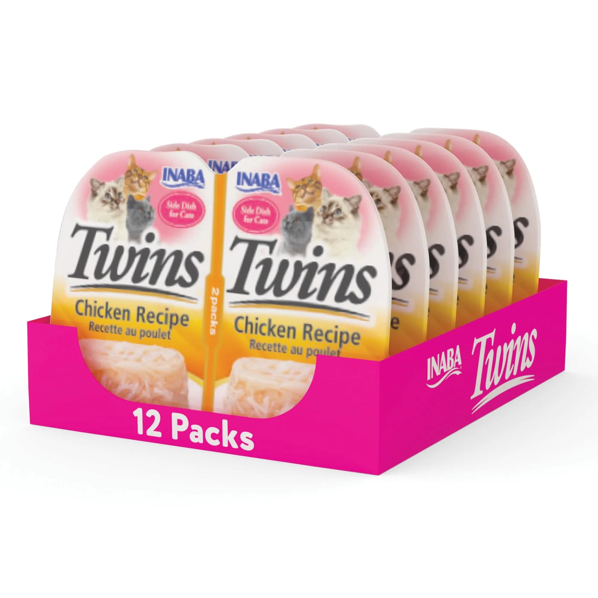 INABA Twins Wet Cat Treat Side Dish, Tuna Chicken Scallop, 12ct (12 Count) | Hydrating & Low-Calorie Snack for Cats — Chicken