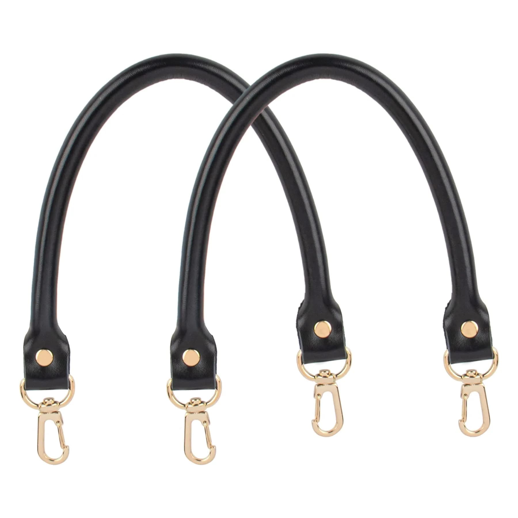 AUEAR Replacement Handbag Straps Brown PU Leather 39.88 cm (15.7 Inches) | 2 Pack with Gold Metal Lobster Buckles — Black