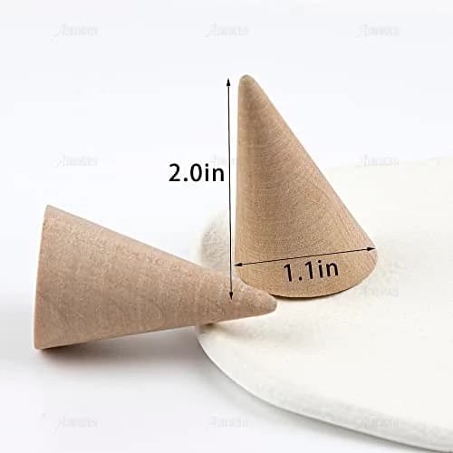 AUEAR Natural Wood Cone Ring Display Stand, 2.8cm (1.1") x 5.1cm (2") | 10-Pack Organizer for Jewelry Counters thumbnail 6