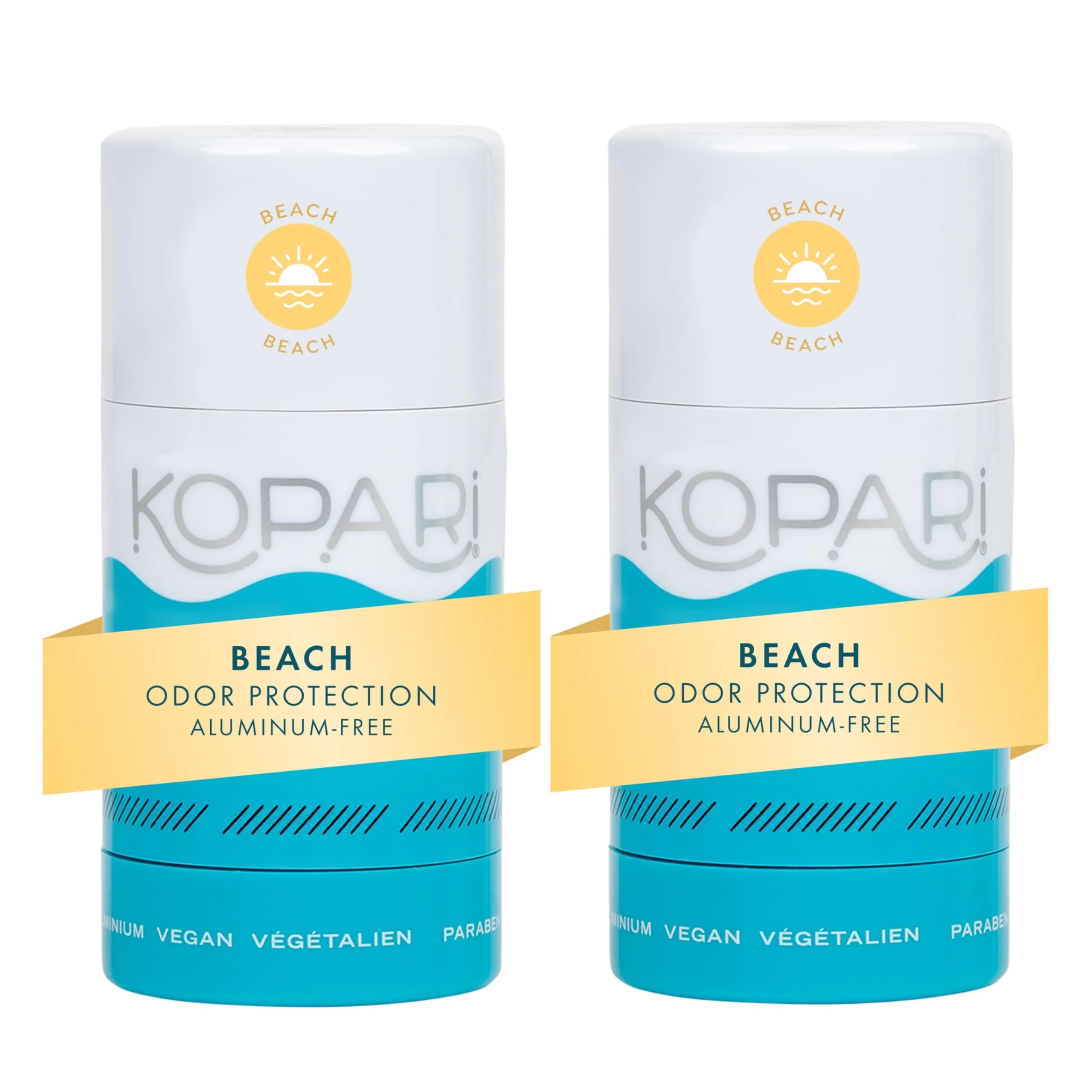 Kopari Aluminum Free Coconut Deodorant, Beach Scent, 4 oz (2 oz Pack of 2) | Plant-Based Odor Protection