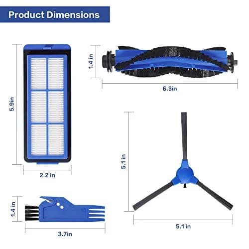 LesinaVac Replacement Parts Kit for Eufy RoboVac 11S Max, 15C Max, 30C Max, G30 Edge, G10 Hybrid | 1 Main Brush, 8 Side Brushes, 4 Filters thumbnail 2