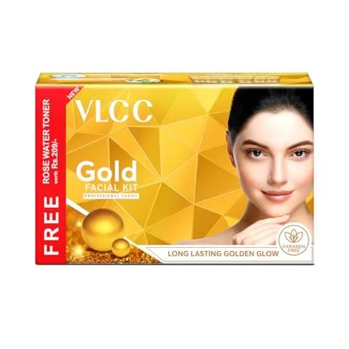 VLCC Gold Facial Kit + FREE Rose Water Toner 300gm (10.58 oz) + 100ml (3.38 Fl Oz) | Natural Glow Facial Kit thumbnail 1