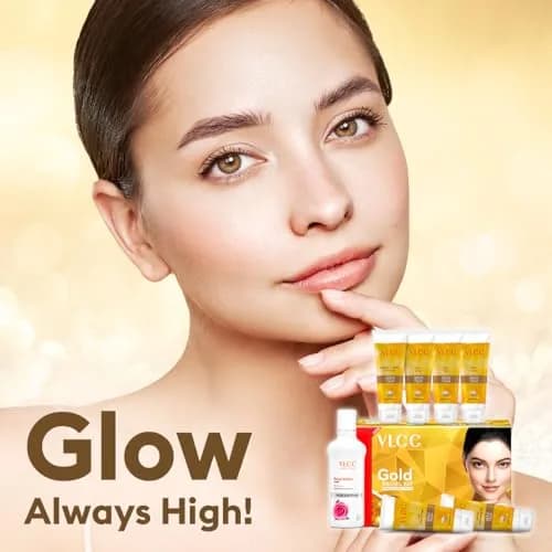 VLCC Gold Facial Kit + FREE Rose Water Toner 300gm (10.58 oz) + 100ml (3.38 Fl Oz) | Natural Glow Facial Kit thumbnail 5
