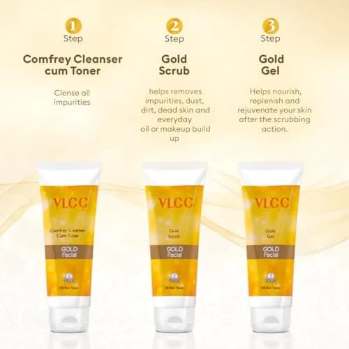 VLCC Gold Facial Kit + FREE Rose Water Toner 300gm (10.58 oz) + 100ml (3.38 Fl Oz) | Natural Glow Facial Kit thumbnail 6