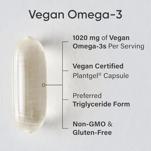 Sports Research Vegan Omega-3 Algae Oil 1020mg 60 Count Plantgels™ | 630mg DHA+EPA Per Serving thumbnail 2
