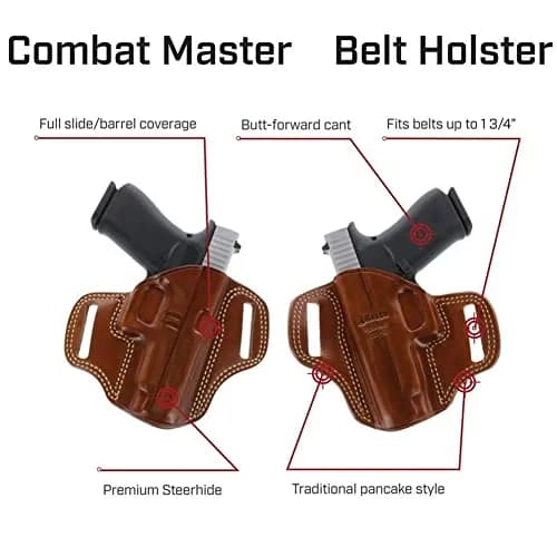 Galco Combat Master Leather Belt Holster, Ruger SP101 3in/Kimber K6S, Right Hand, Tan, CM318 | Concealed Carry, Pancake Design thumbnail 5