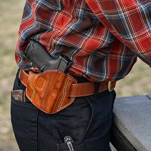 Galco Combat Master Leather Belt Holster, Ruger SP101 3in/Kimber K6S, Right Hand, Tan, CM318 | Concealed Carry, Pancake Design thumbnail 6