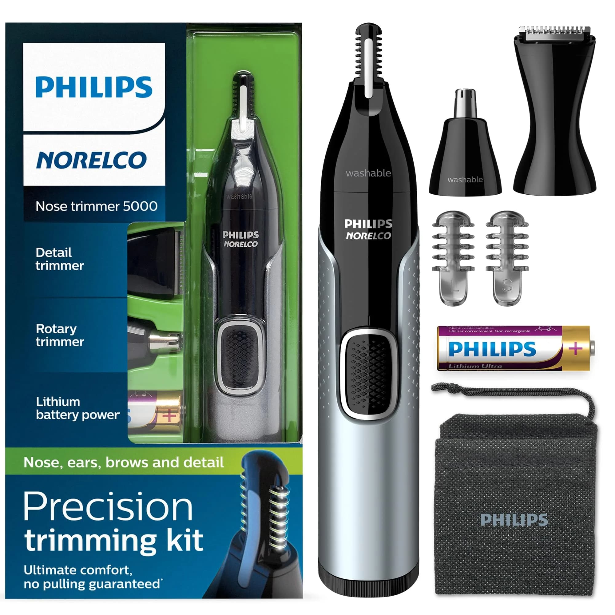 Norelco Nose Trimmer 5000 for Nose, Ears, Eyebrows NT5600/42 | Protective Guard System