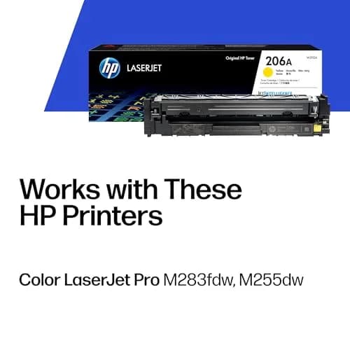 HP 206A Yellow Toner Cartridge W2112A | 1250 Pages Yield | Works with HP Color LaserJet Pro M255, MFP M282, M283 Series thumbnail 2