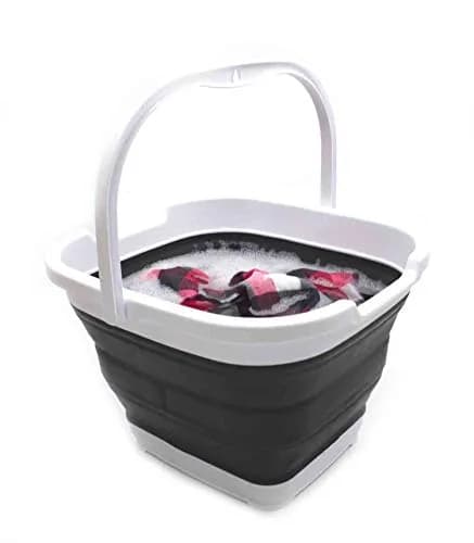 SAMMART Collapsible Rectangular Handy Bucket 10L (2.64 Gallon) Black | Space-Saving Portable Container thumbnail 7