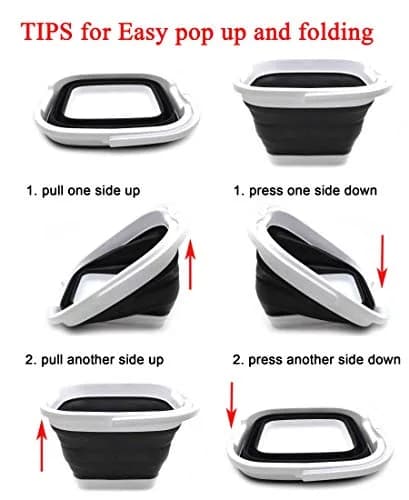 SAMMART Collapsible Rectangular Handy Bucket 10L (2.64 Gallon) Black | Space-Saving Portable Container thumbnail 8