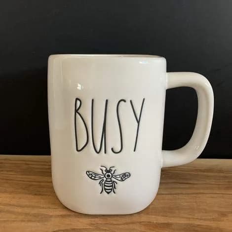Rae Dunn BUSY bee Ceramic Mug 473ml (16 Fl Oz) | Modern Animals Theme - main product image