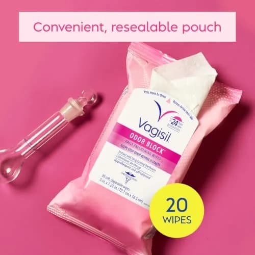 Vagisil Odor Block Daily Freshening Feminine Wipes, 20 Count | Up to 24 Hr Odor Control for Sensitive Skin thumbnail 5
