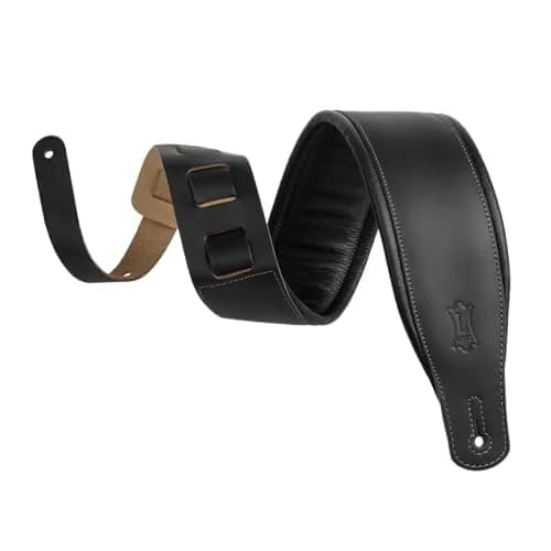 Levy's Leathers Amped Leather Series 3" Wide Guitar Strap with Foam Padding, 76-130cm (37"-51") | Black, USA-Sourced thumbnail 1