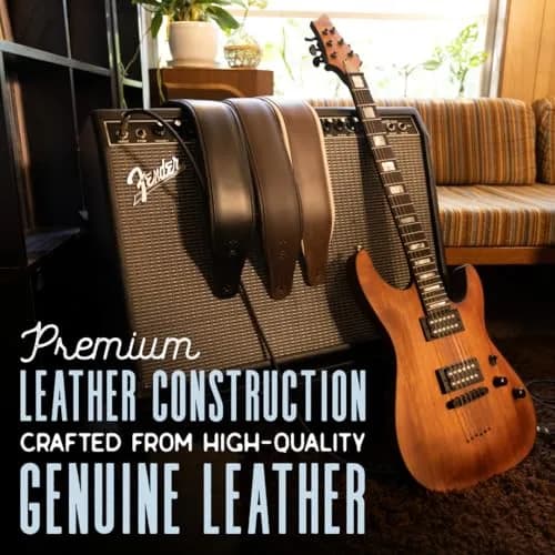 Levy's Leathers 3" Wide Amped Leather Series Guitar Strap with Foam Padding and Garment Leather Backing, Dark Brown (M26PD-DBR_DBR) | 9.5 cm (3.8") Tall thumbnail 5