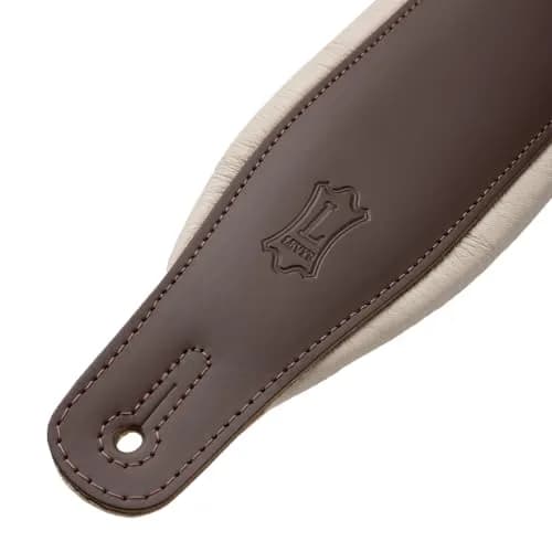 Levy's Leathers 3" Wide Amped Leather Series Guitar Strap with Foam Padding and Garment Leather Backing; Brown and Cream thumbnail 8