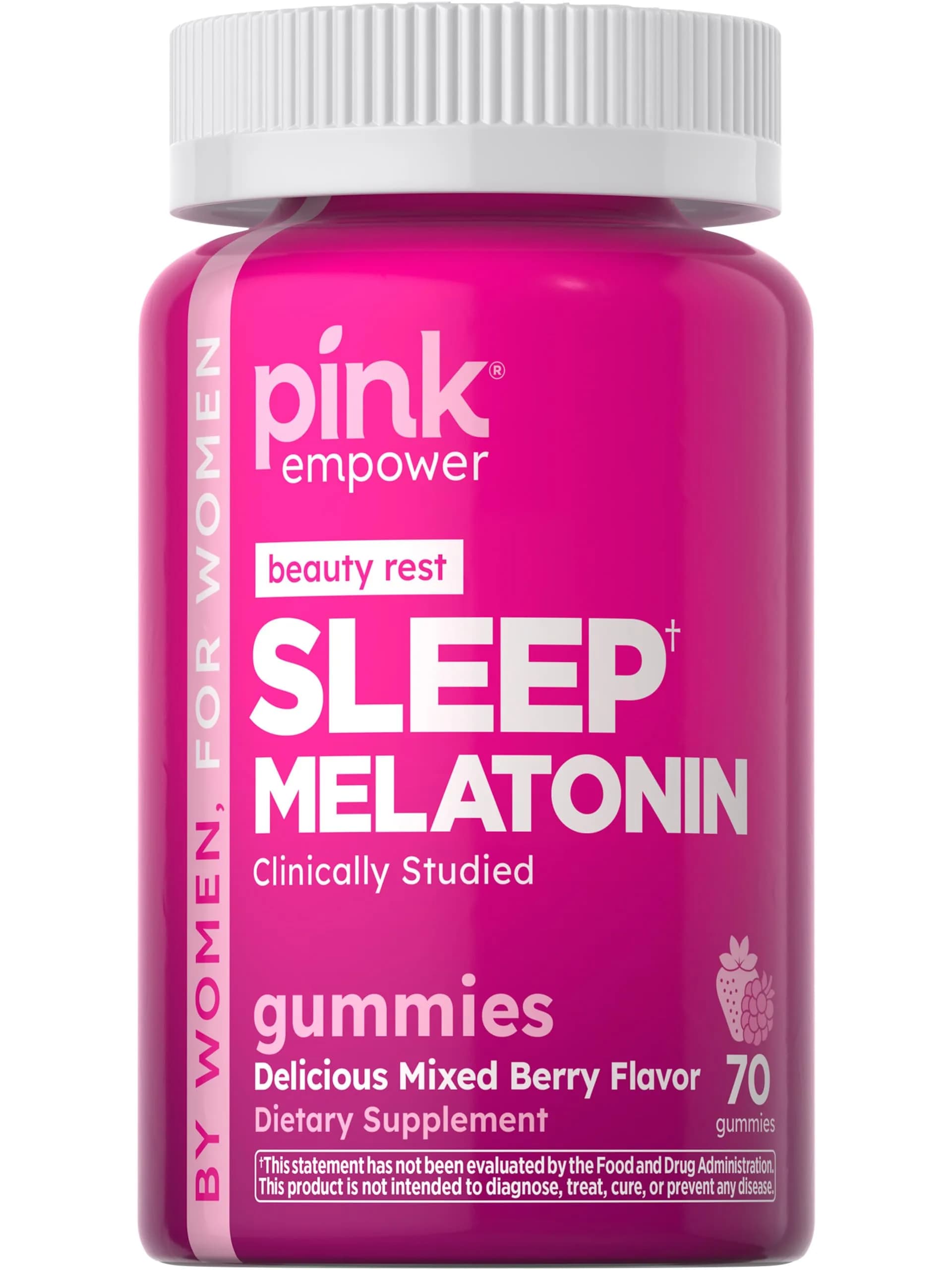 PINK Melatonin Gummies 10mg | Max Potency | Mixed Berry Flavor | 70 Vegan Gummies - main product image