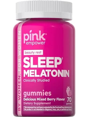PINK Melatonin Gummies 10mg | Max Potency | Mixed Berry Flavor | 70 Vegan Gummies thumbnail 1