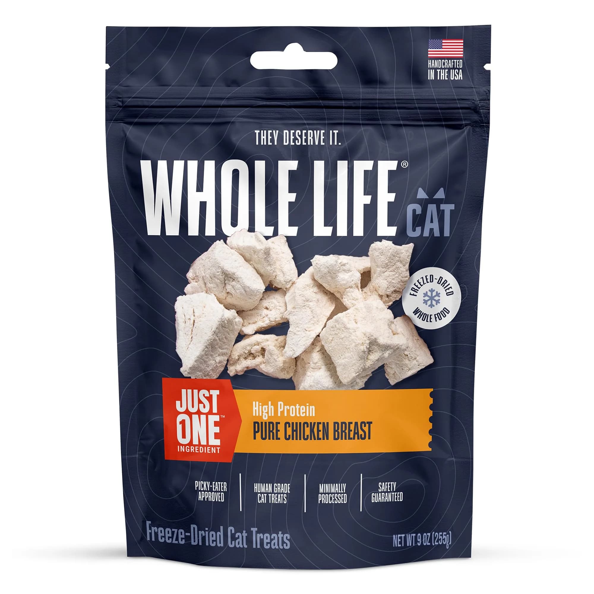Whole Life Pet Products Just One Chicken Freeze Dried Cat Treats 113g (4 oz) | Single Ingredient Protein-Rich Cat Snacks — 9 Ounce