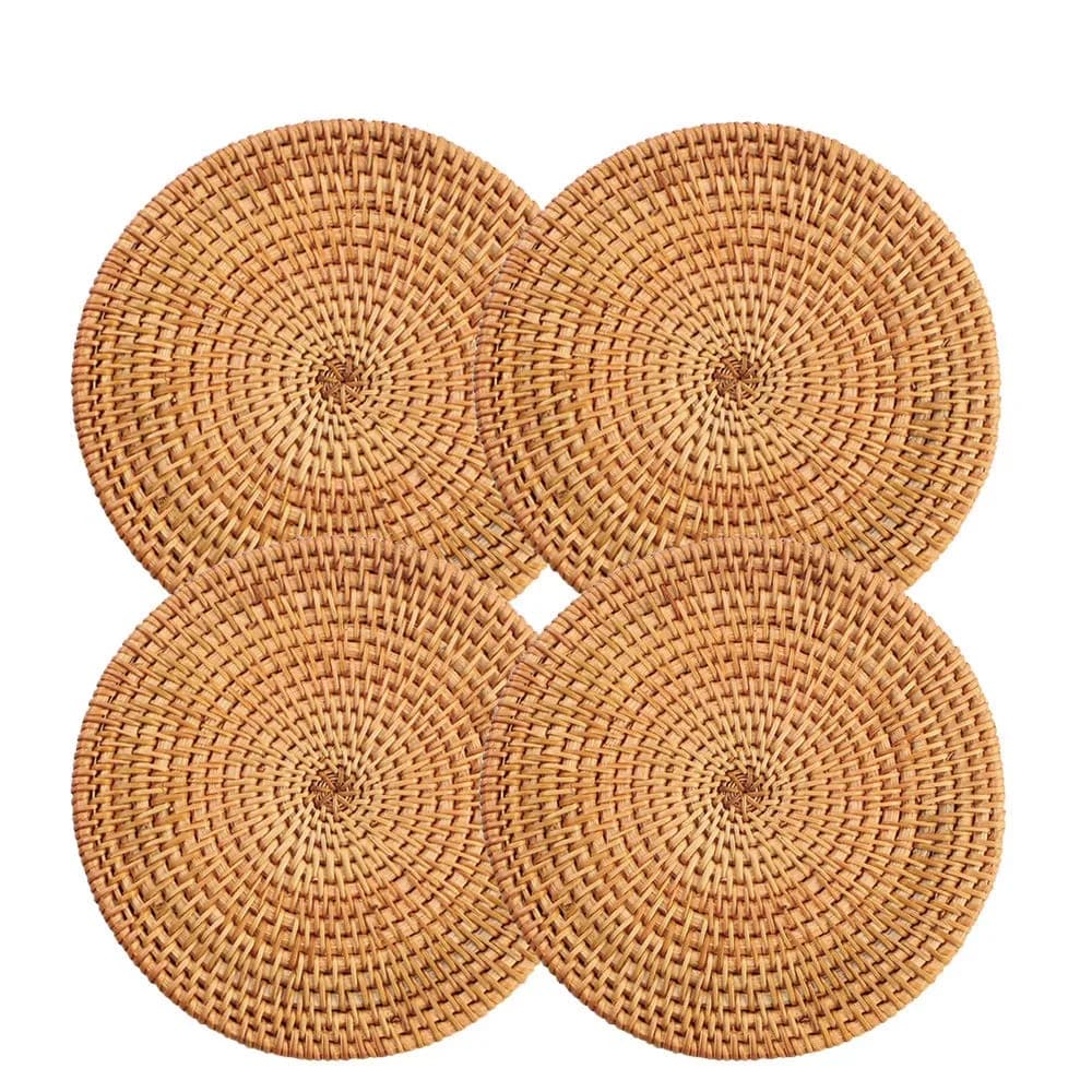 Unknown Trivet 8.66 inch Round Gold | Heat Resistant Woven Wood for Kitchen & Dining - main product image