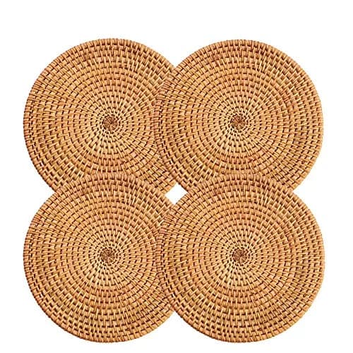 Unknown Trivet 8.66 inch Round Gold | Heat Resistant Woven Wood for Kitchen & Dining thumbnail 1