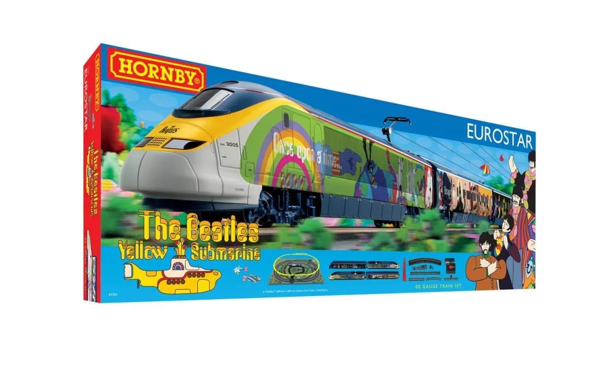 Hornby Electric Train Set - R1253T The Beatles Yellow Submarine OO Gauge Model for Adults, Vintage Hobby Toy, Tracks & Controller