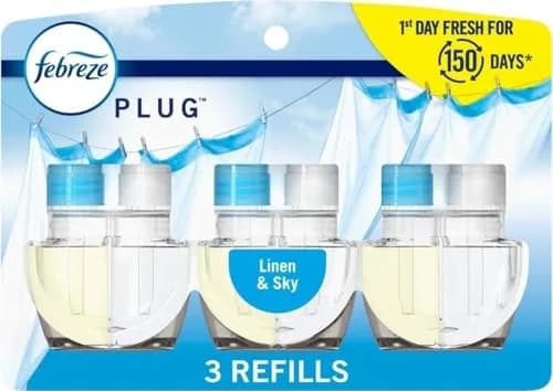 Febreze Fade Defy PLUG Air Freshener Refills, Linen & Sky Scent, 2.61 fl oz (77 ml) | Lasts 50 Days on Low thumbnail 1