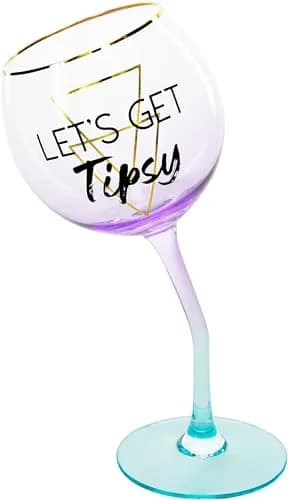 Pavilion Gift Company Let's Get Tipsy Purple Ombre Stemmed Wine Glass 266ml (11 Oz) | Unique Geometric Design thumbnail 2