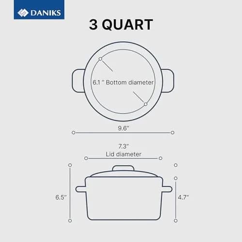 Daniks 3.2 Quart (3 L) Stainless Steel Stock Pot with Glass Lid | Induction Compatible, Built-In Scale thumbnail 2