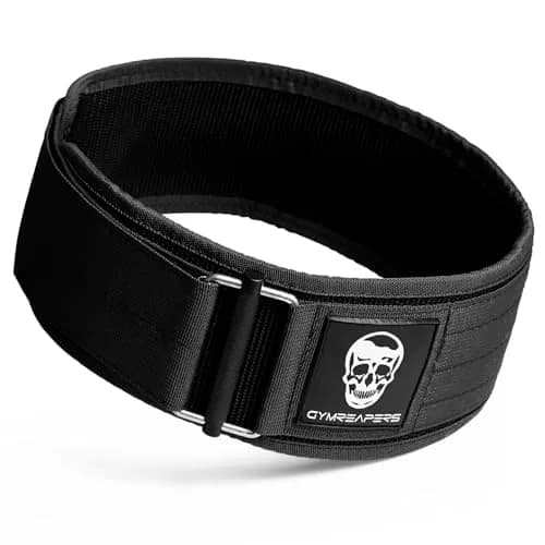 Gymreapers Quick Locking Weight Lifting Belt 4 Inch Black Medium | Back Support for Squats & Deadlifts thumbnail 1
