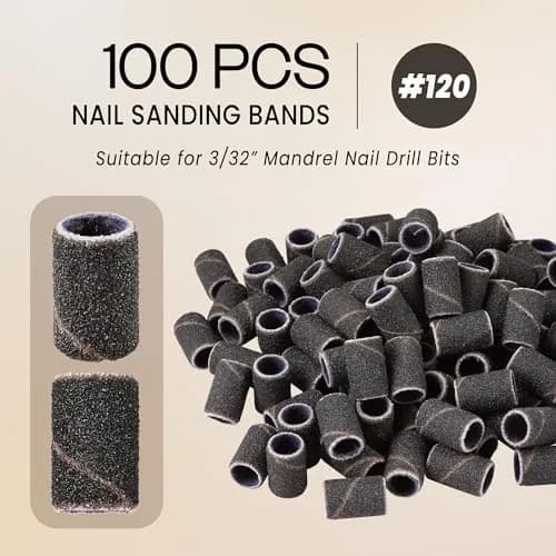 PANA 100 Pieces Nail Sanding Bands 120 Grit (0.3 in. / 7.6 mm) | Professional Coarse Grit for Acrylic Nails thumbnail 2