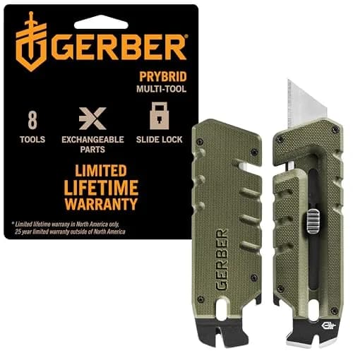 Gerber Prybrid Utility Knife Multitool 8-in-1 Box Cutter, Green G10, 10.8 cm (4.25 in) Folded thumbnail 1