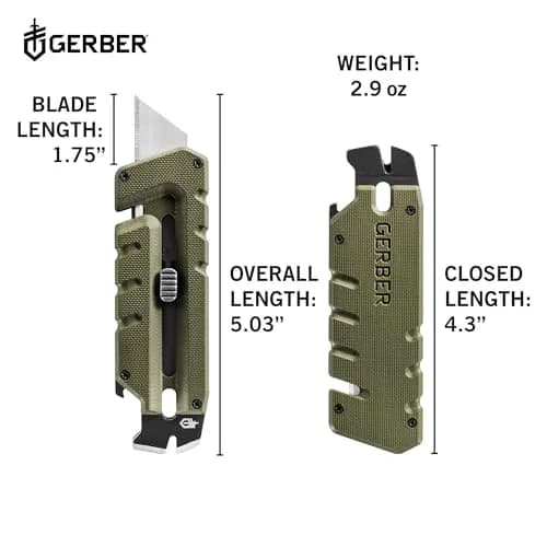 Gerber Prybrid Utility Knife Multitool 8-in-1 Box Cutter, Green G10, 10.8 cm (4.25 in) Folded thumbnail 2