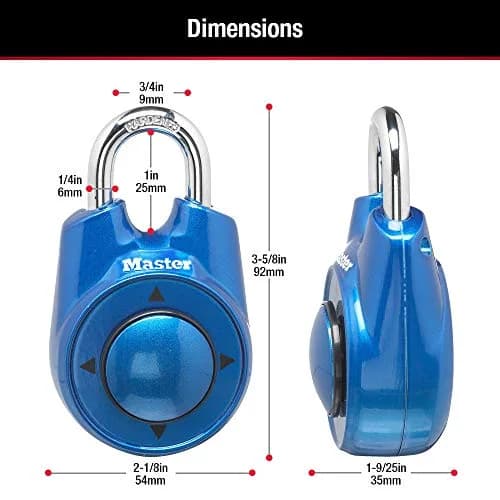 Master Lock 1500iD Set Your Own Directional Combination Padlock, Blue | Fast Secure Lock for School & Gym thumbnail 6