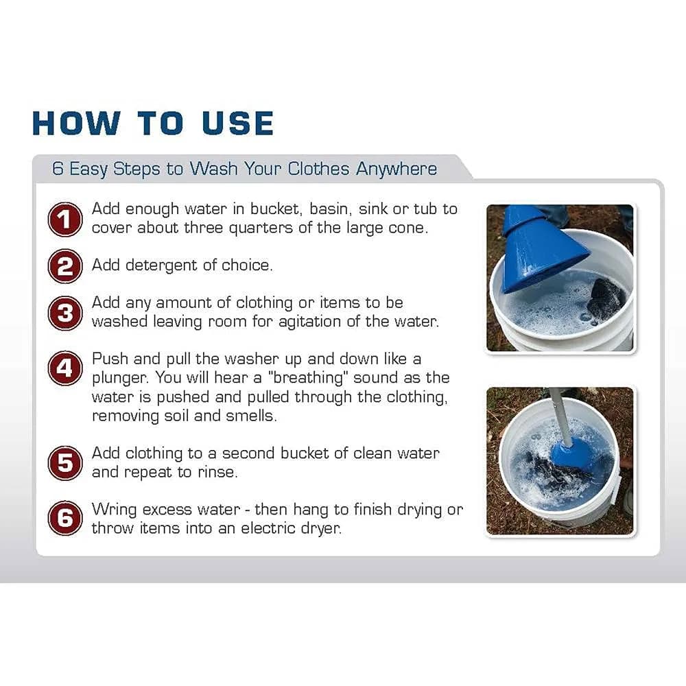 DayOne Gear Mobile Washer Portable Clothes Agitator Blue | 5-Gallon Capacity, Lightweight, Manual Hand Washer thumbnail 5