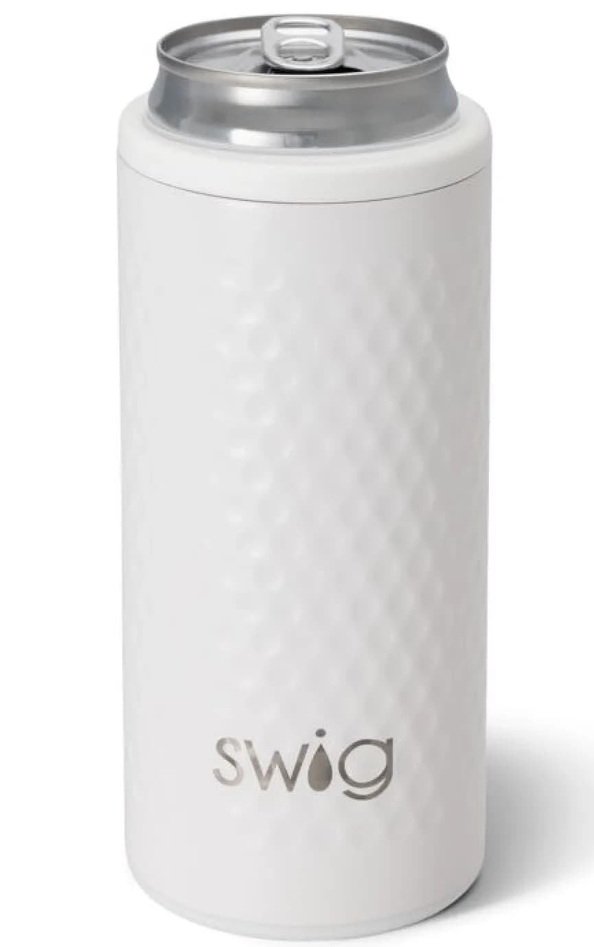 Swig Life 12oz Insulated Skinny Can Cooler for Slim Cans | Golf Ball Design Keeps Drinks Cold 12H - main product image