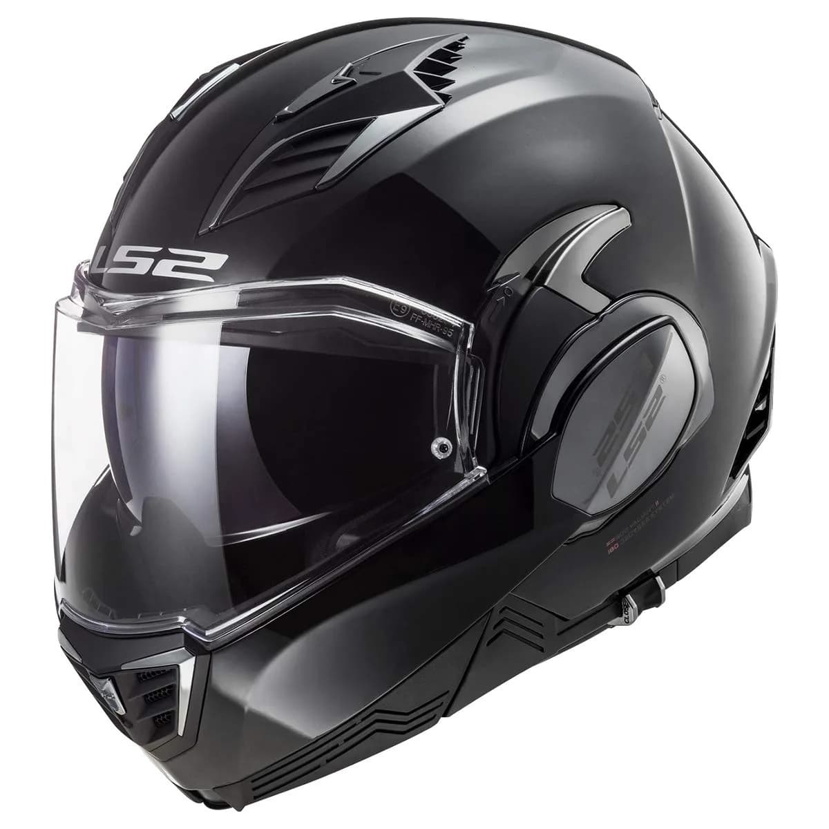 LS2 Helmets Valiant II Modular Helmet (Gloss Battleship Gray - X-Small) | DOT Approved Flip-up Motorcycle Helmet — Gloss Blackout / X-Small