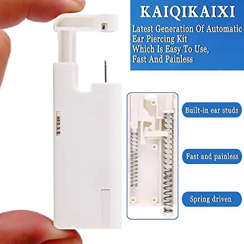 KAIQIKAIXI 2Pcs Ear Piercing Kit with 5mm Silver Stainless Steel Studs & Cleaning Pads | Automatic & Painless Household Piercing Tools thumbnail 2