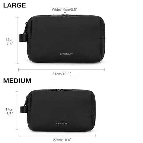 BAGSMART Toiletry Bag for Men, Travel Organizer, Water-Resistant, Black, Medium | Spacious & Multi-Functional thumbnail 7