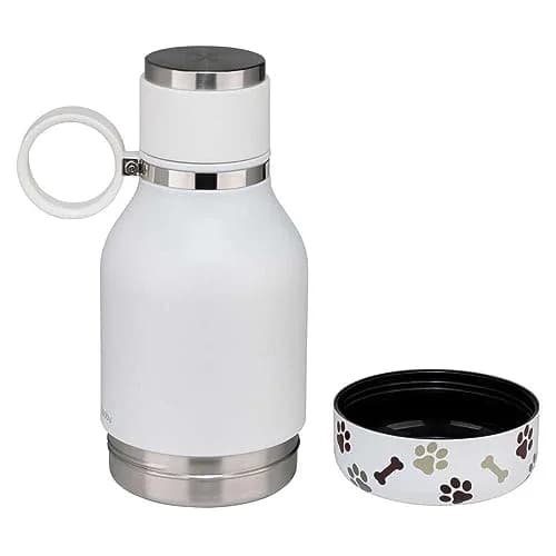 asobu Buddy Bottle White 945ml (32 oz) | Insulated Stainless Steel Dog Water Bottle with Removable Bowl & Food Storage thumbnail 6