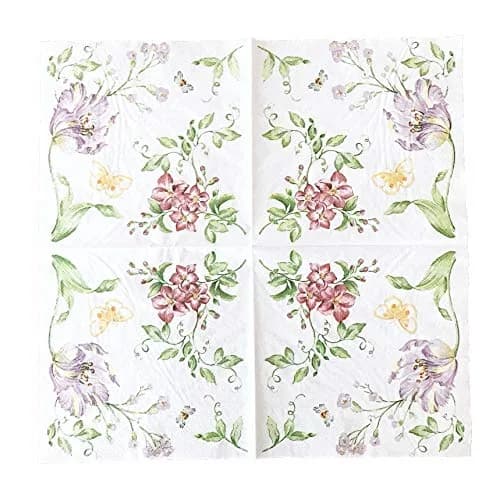 CIDBEST WallyE Decoupage Napkins 80 Pack | Flower & Butterfly Design for Weddings & Parties thumbnail 2
