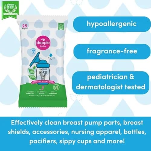 Dapple Baby Breast Pump Wipes, Fragrance-Free & Plant-Based, 25 Count (709ml / 25 Wipes) | Hypoallergenic for Sensitive Skin thumbnail 5