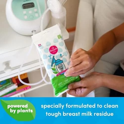 Dapple Baby Breast Pump Wipes, Fragrance-Free & Plant-Based, 25 Count (709ml / 25 Wipes) | Hypoallergenic for Sensitive Skin thumbnail 2