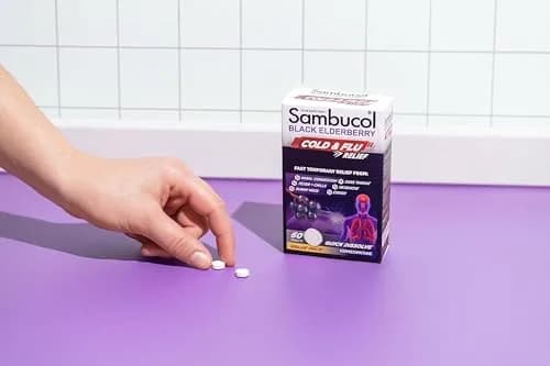 Sambucol Cold and Flu Relief Tablets - 60 Count | Quick-Dissolving Elderberry Medicine for Adults & Kids thumbnail 8